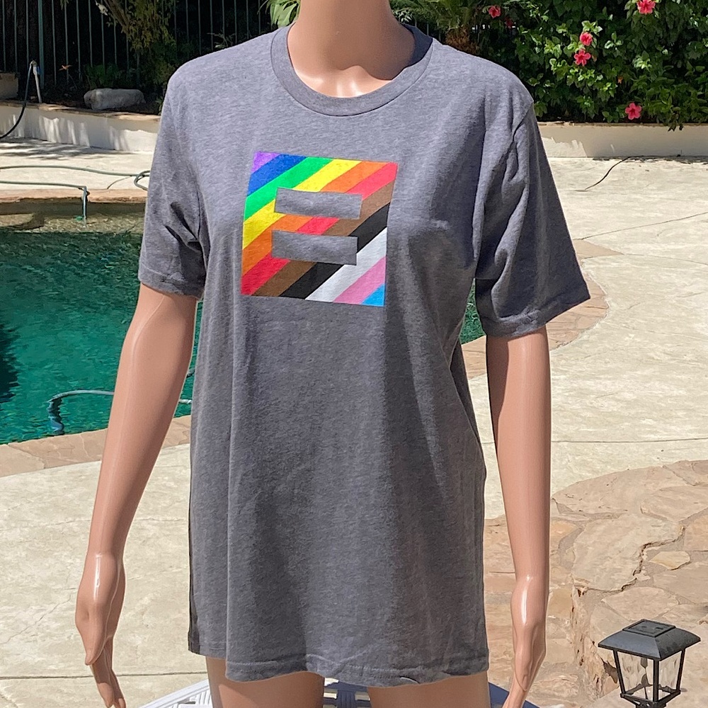 Rainbow Equality Stripes Tee and Pride Gifts Set Gray Short Sleeve New